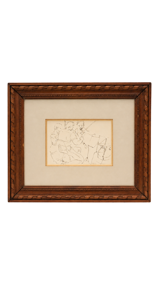 J. Roch French Ink Study of Musicians