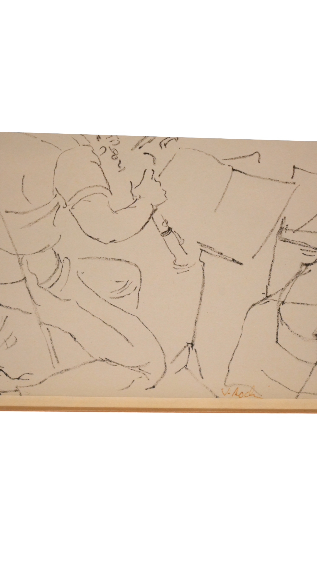 J. Roch French Ink Study of Musicians