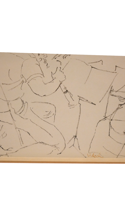 J. Roch French Ink Study of Musicians