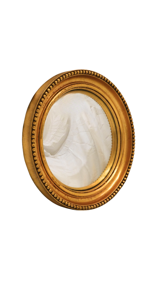 Giltwood Convex Mirror with Beaded Border