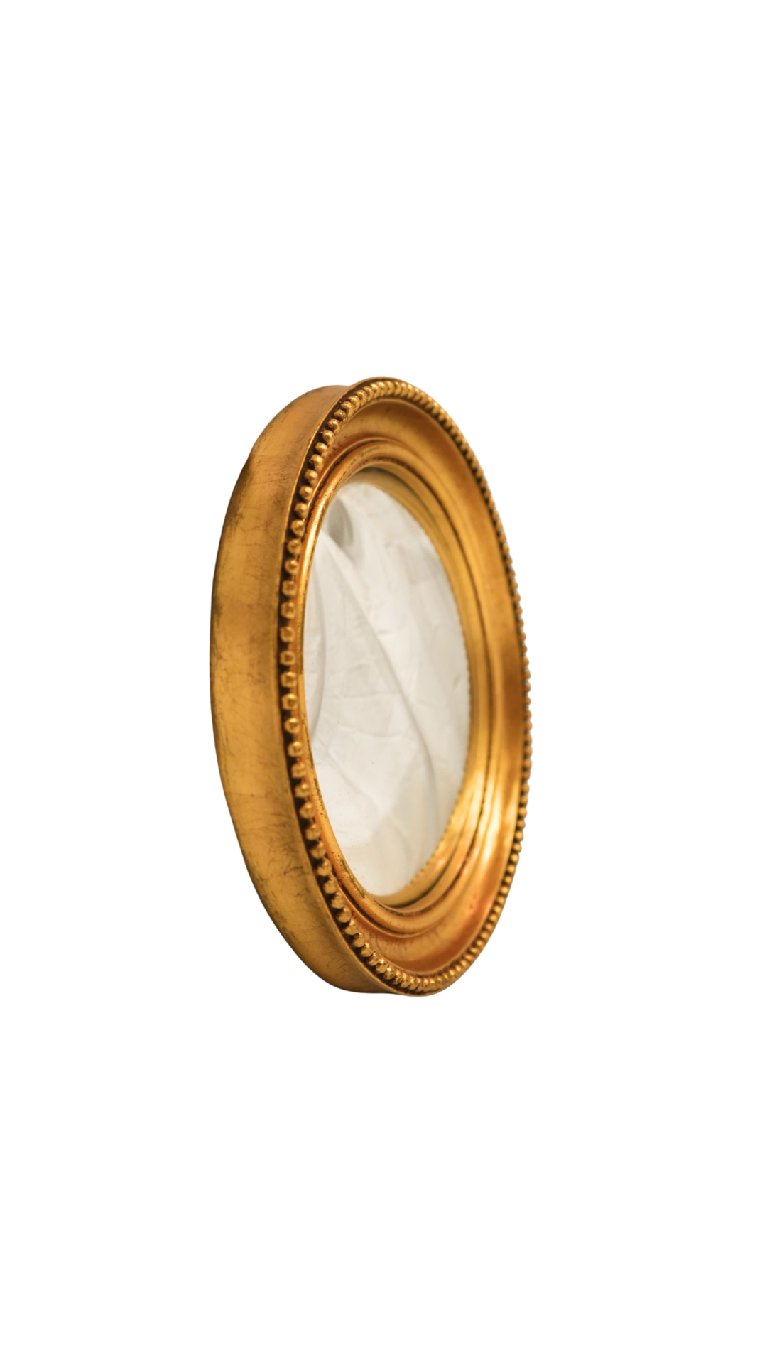 Giltwood Convex Mirror with Beaded Border