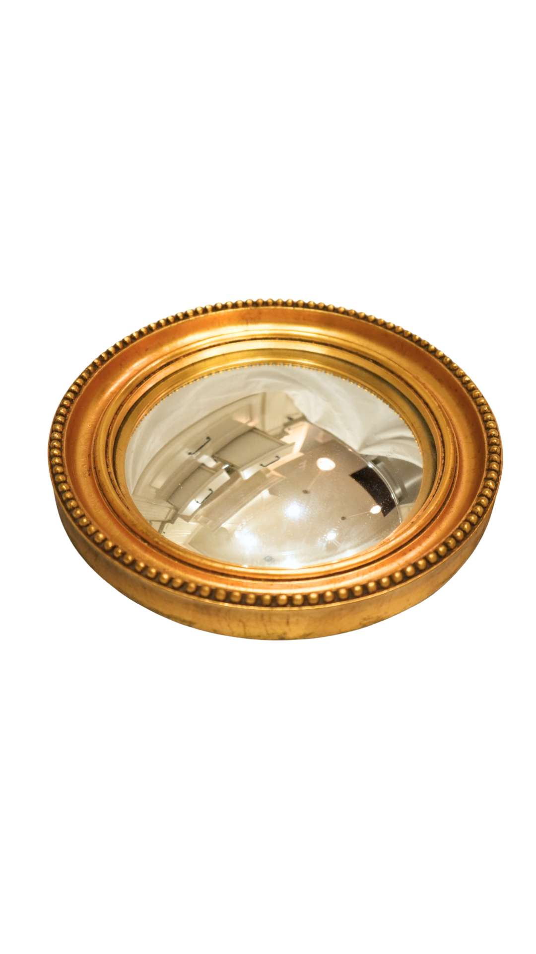 Giltwood Convex Mirror with Beaded Border