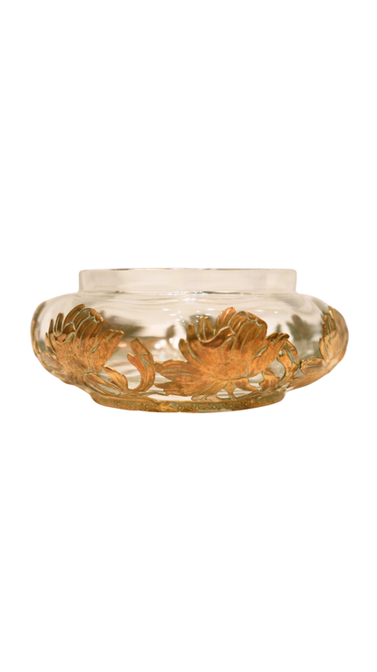 French Glass Bowl with Bronze Chrysanthemum Mount