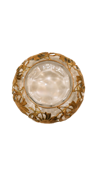 French Glass Bowl with Bronze Chrysanthemum Mount