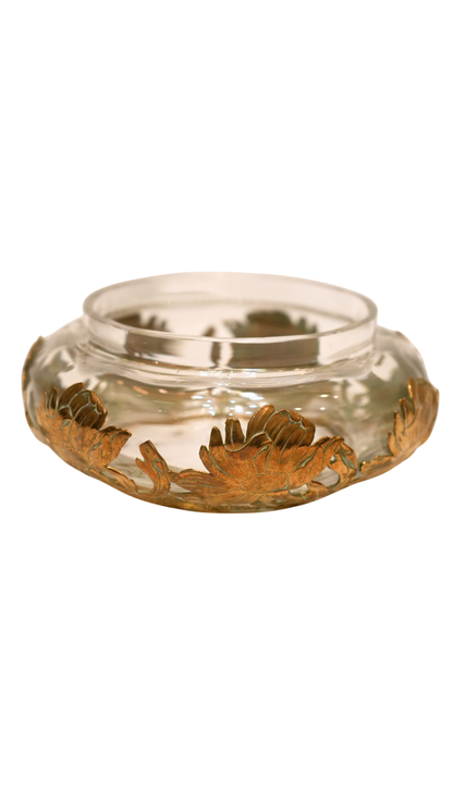 French Glass Bowl with Bronze Chrysanthemum Mount