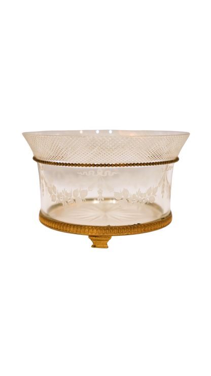 French Etched Glass & Bronze Mounted Bowl