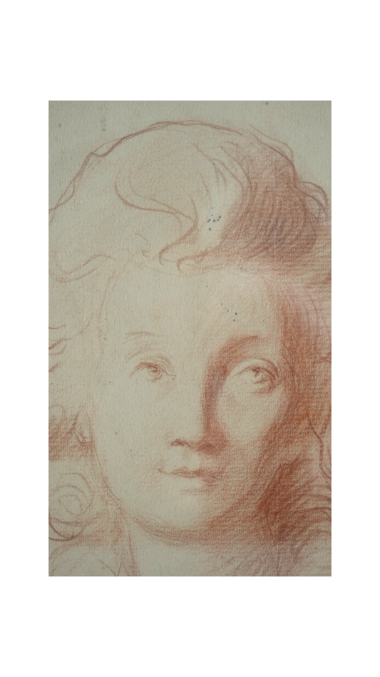 Charles Moreau-Vauthier Sanguine Portrait, Atelier Stamp