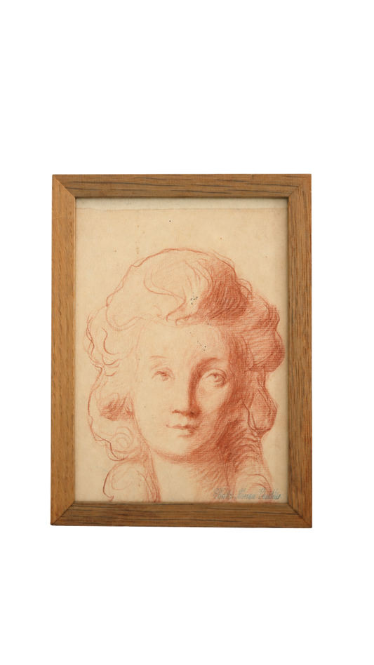 Charles Moreau-Vauthier Sanguine Portrait, Atelier Stamp