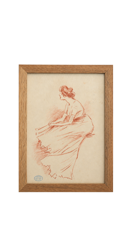 Henry Sené Sanguine Study of a Woman, Atelier Stamp
