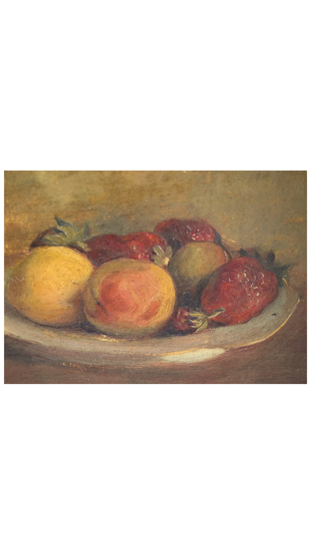 Antique French Still Life with Wine & Strawberries