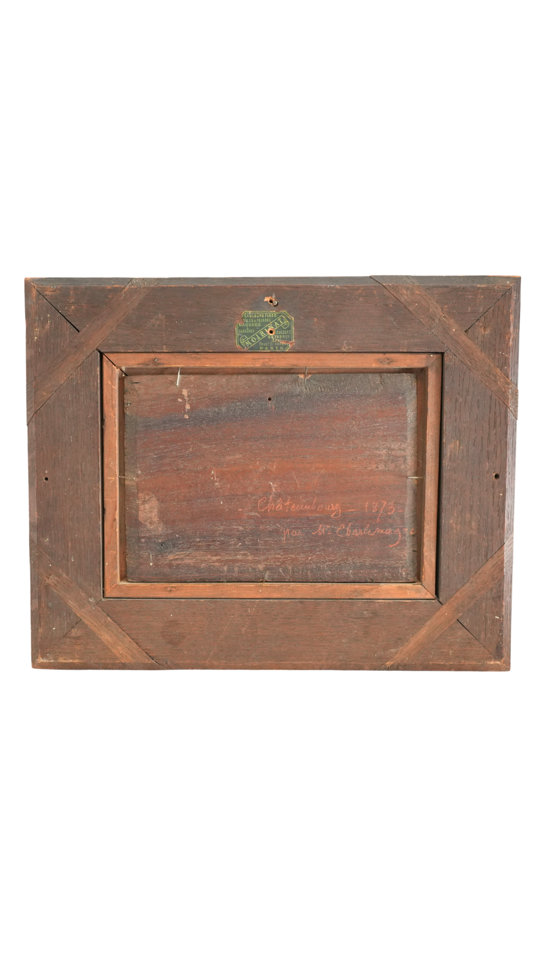 French Landscape Painting in Oak Frame