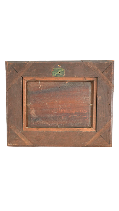 French Landscape Painting in Oak Frame
