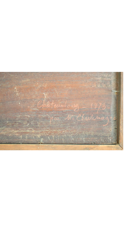 French Landscape Painting in Oak Frame