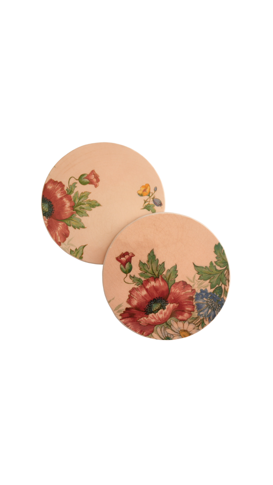 Set of Antique Villeroy & Boch Floral Coasters