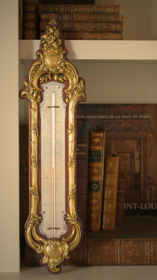 Napoleon III G. Durand Ormolu & Mahogany Thermometer