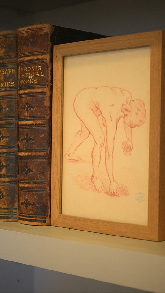 Henry Sené Sanguine Figure Study, Atelier Stamp