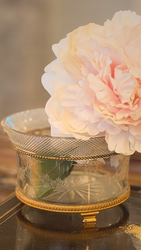 French Etched Glass & Bronze Mounted Bowl