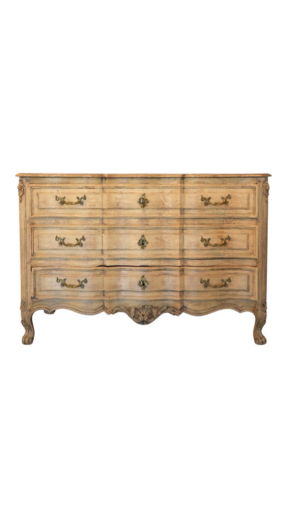 French Bleached Oak Louis XV Style Commode