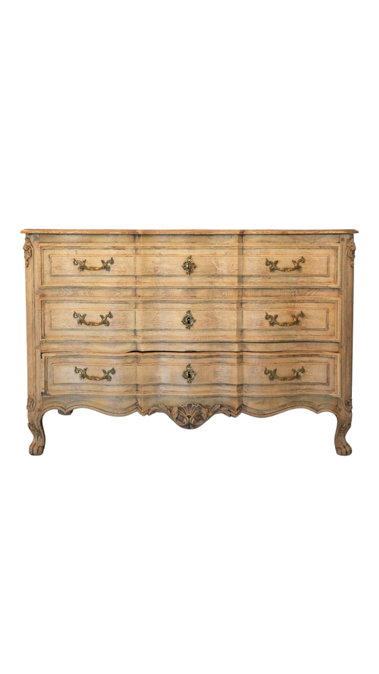 French Bleached Oak Louis XV Style Commode