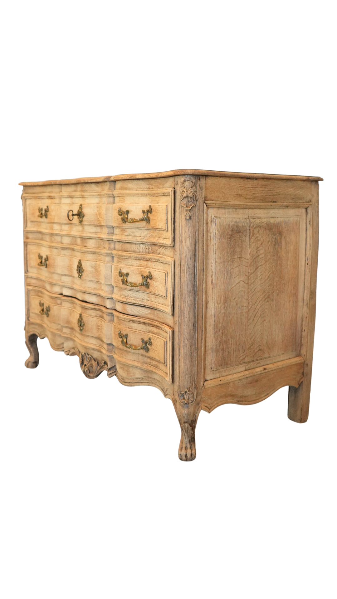 French Bleached Oak Louis XV Style Commode