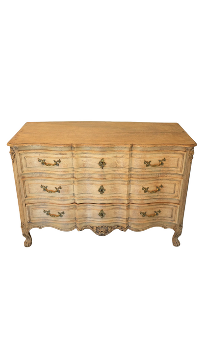French Bleached Oak Louis XV Style Commode