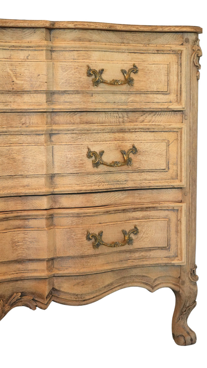 French Bleached Oak Louis XV Style Commode