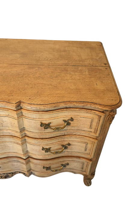 French Bleached Oak Louis XV Style Commode