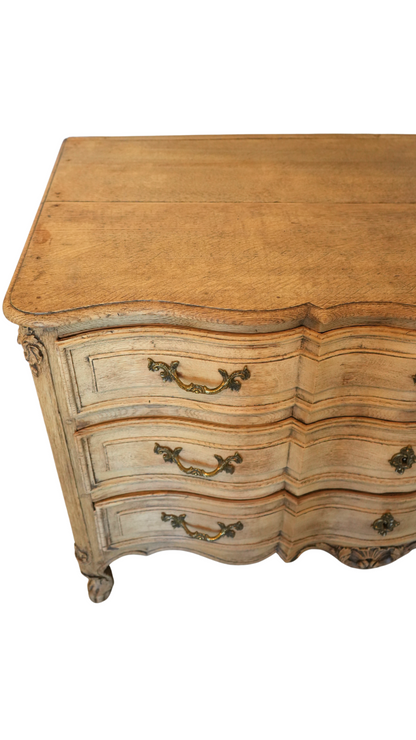 French Bleached Oak Louis XV Style Commode