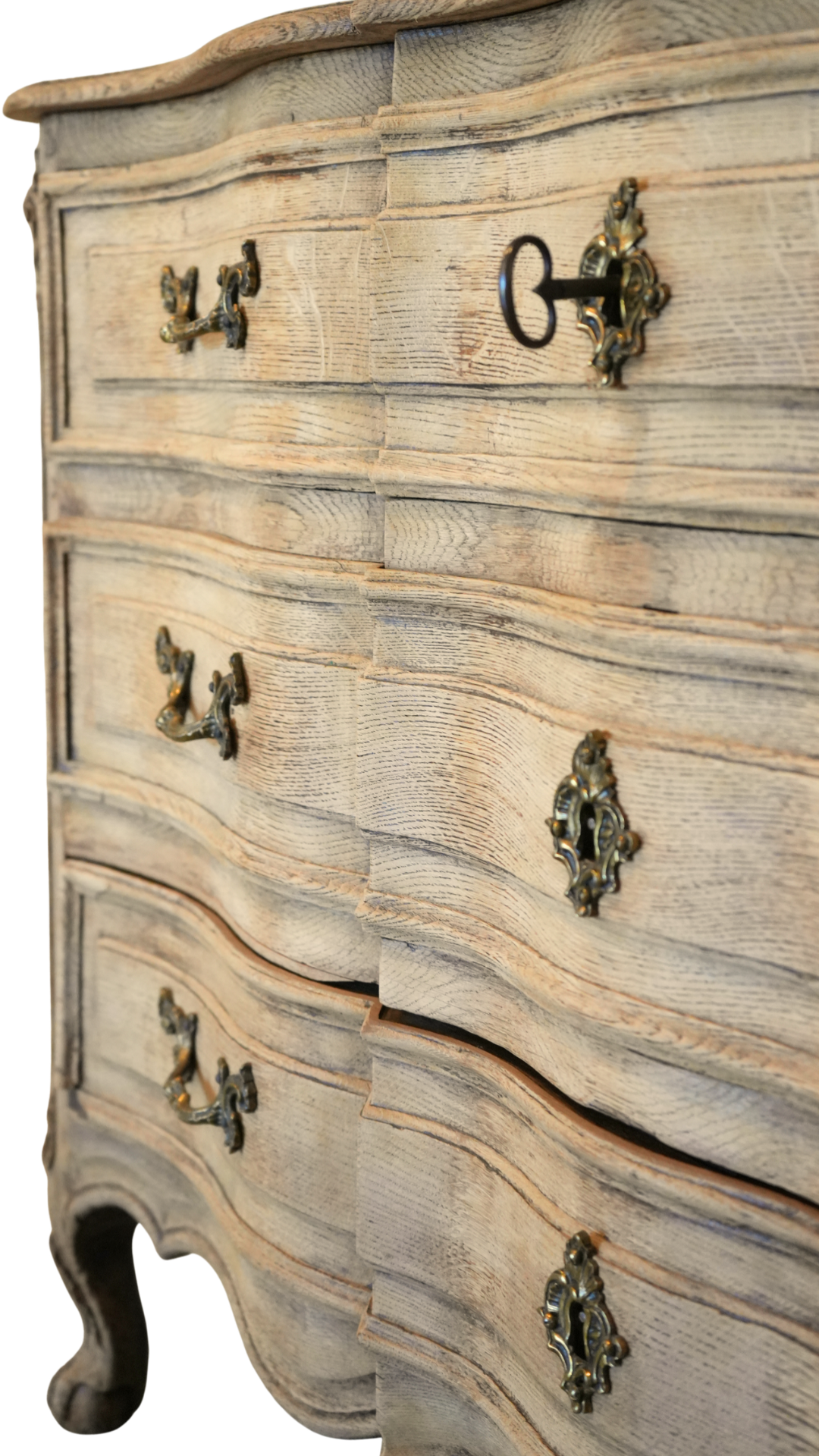 French Bleached Oak Louis XV Style Commode