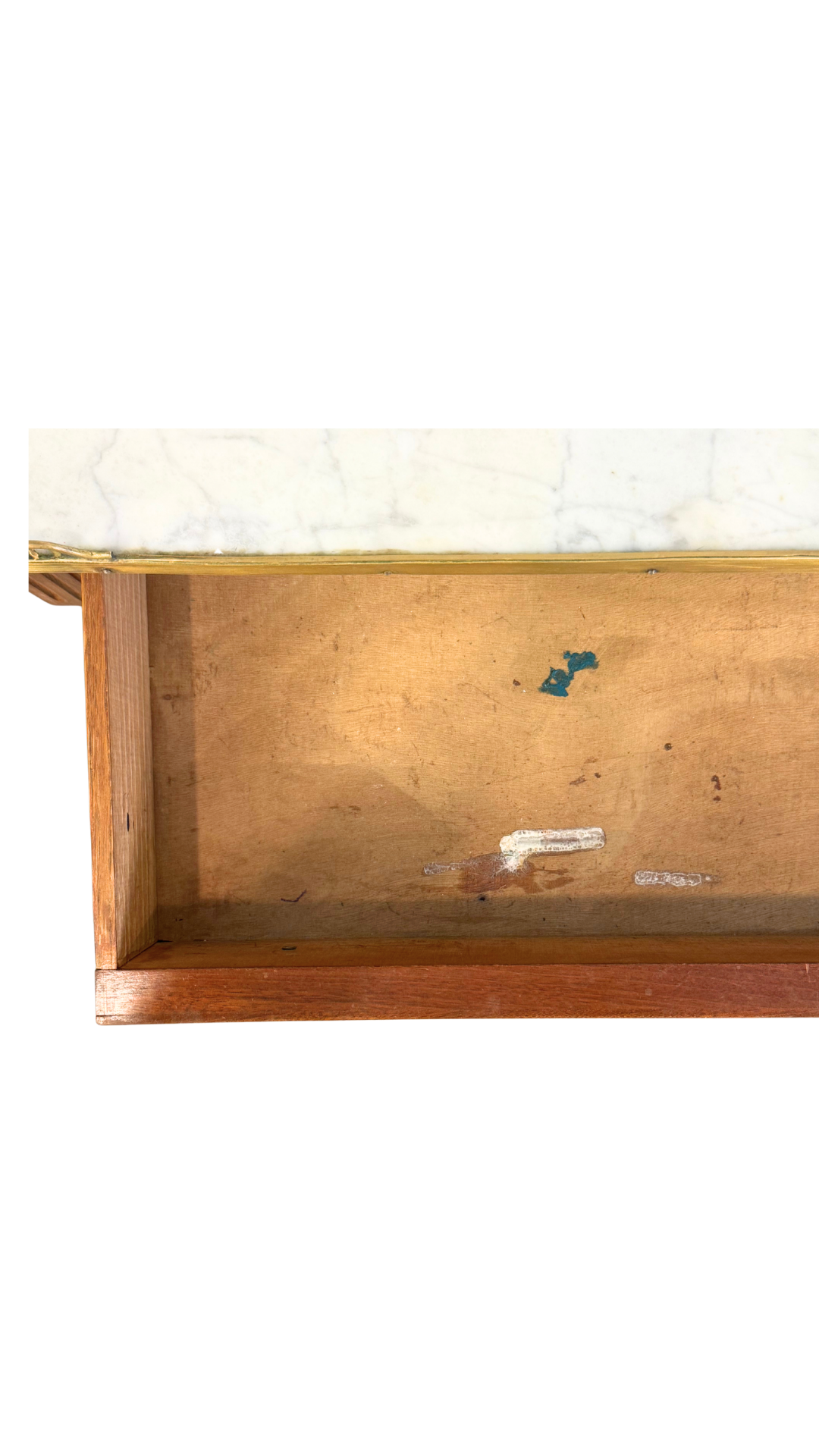 French Louis XVI Style Marble-Top Console Table with Brass Gallery