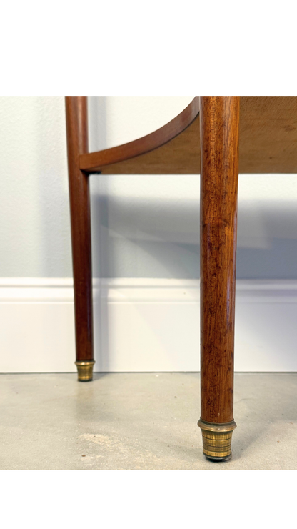 French Louis XVI Style Marble-Top Console Table with Brass Gallery