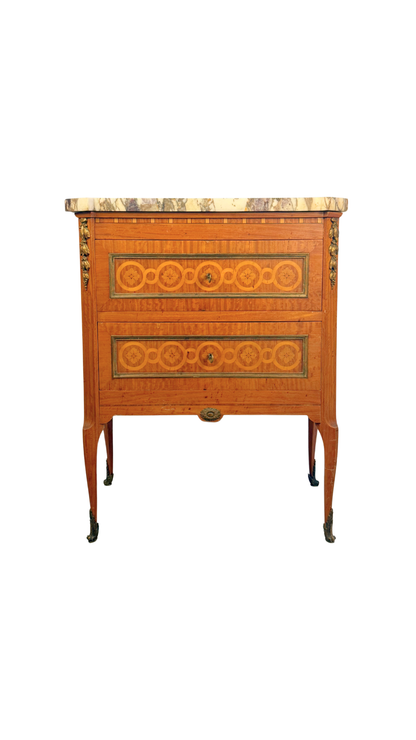 Signed A. Bougenier French Louis XVI Style Marquetry Side Chest