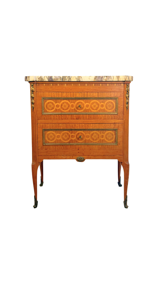 Signed A. Bougenier French Louis XVI Style Marquetry Side Chest