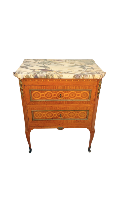 Signed A. Bougenier French Louis XVI Style Marquetry Side Chest