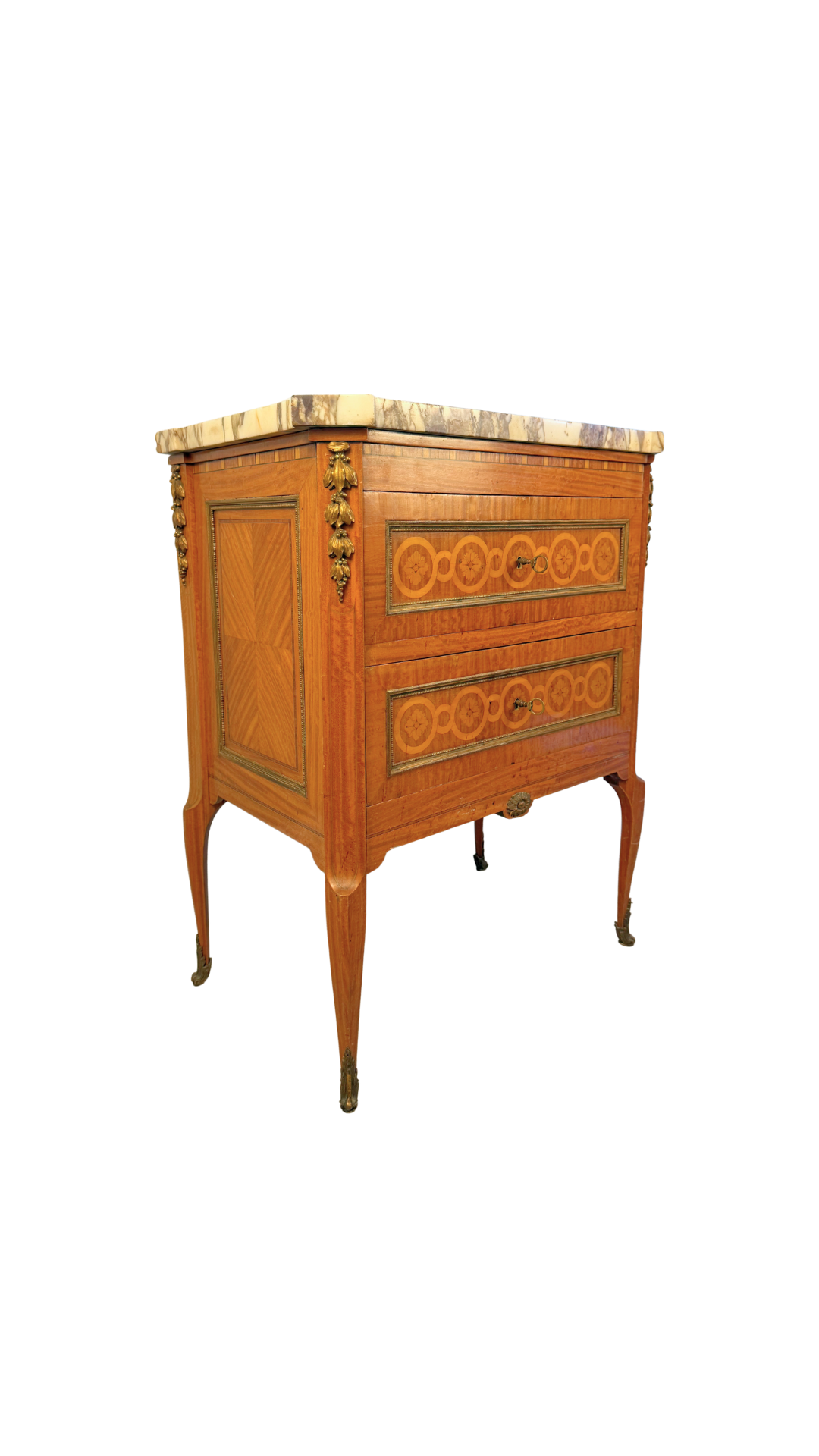 Signed A. Bougenier French Louis XVI Style Marquetry Side Chest