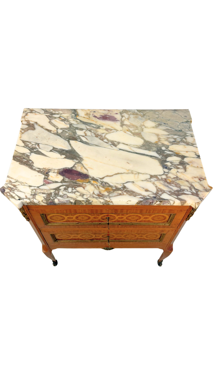 Signed A. Bougenier French Louis XVI Style Marquetry Side Chest