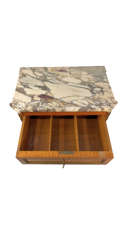 Signed A. Bougenier French Louis XVI Style Marquetry Side Chest