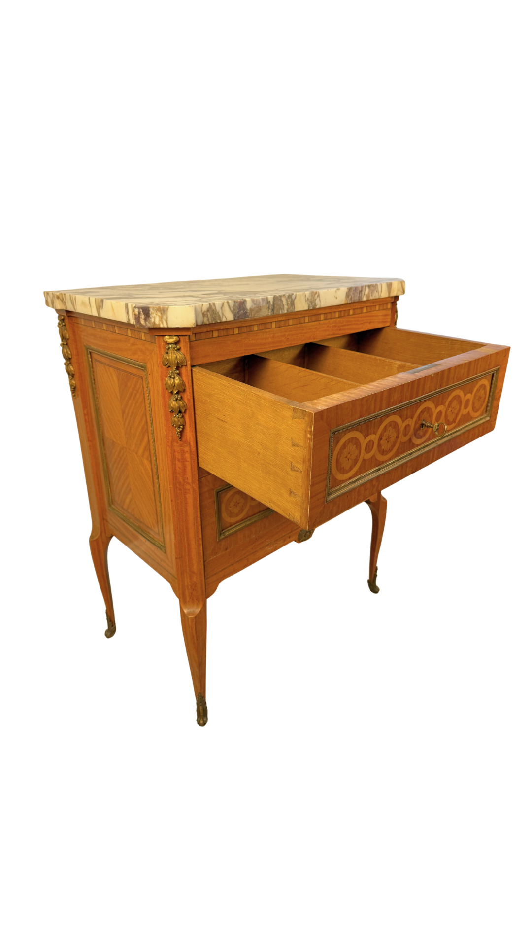 Signed A. Bougenier French Louis XVI Style Marquetry Side Chest