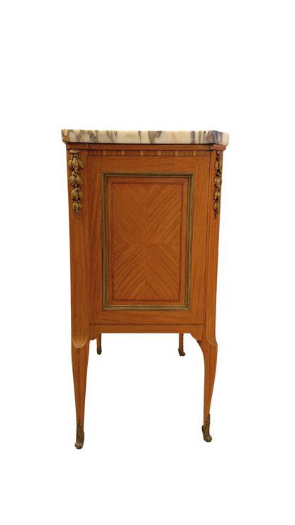 Signed A. Bougenier French Louis XVI Style Marquetry Side Chest