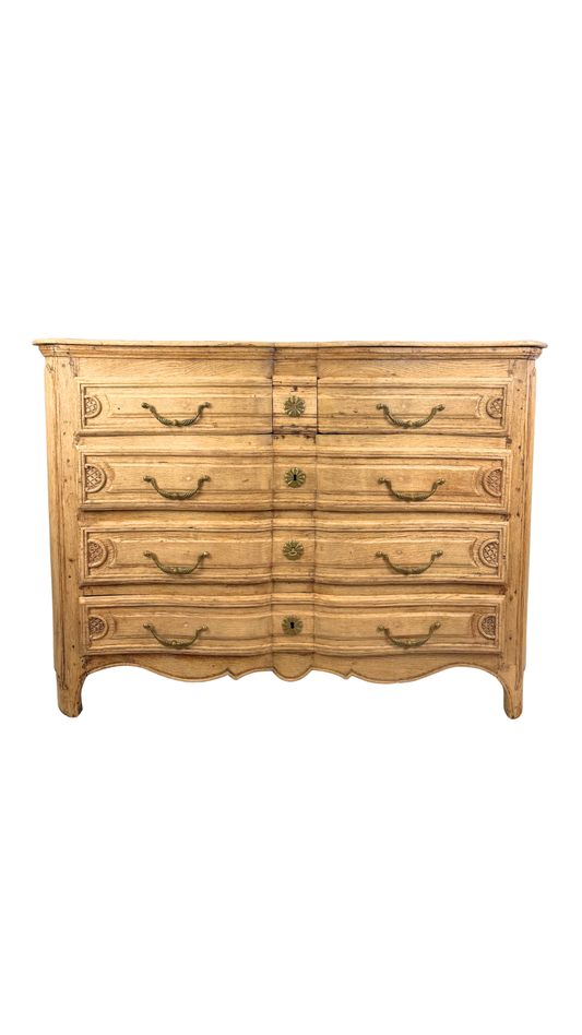 19th Century French Provincial Serpentine Oak Commode