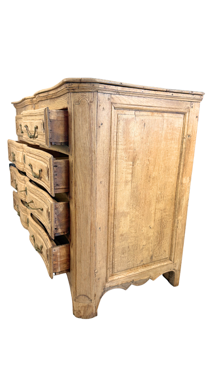 19th Century French Provincial Serpentine Oak Commode