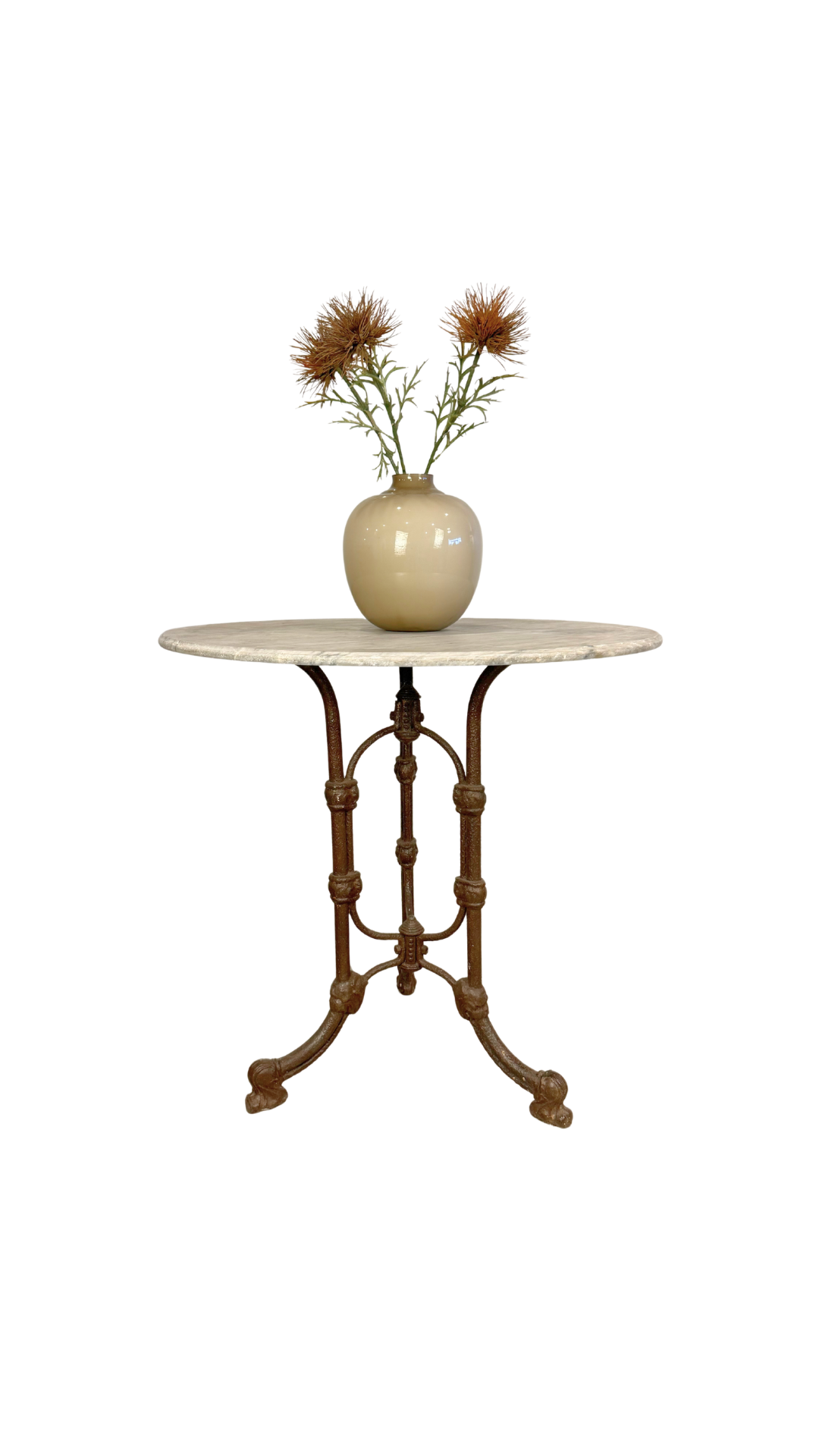 French Marble & Cast Iron Bistro Table