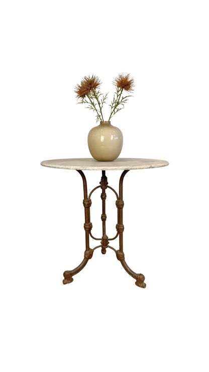 French Marble & Cast Iron Bistro Table