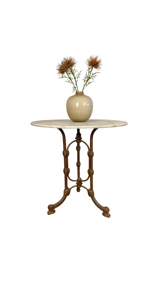 French Marble & Cast Iron Bistro Table