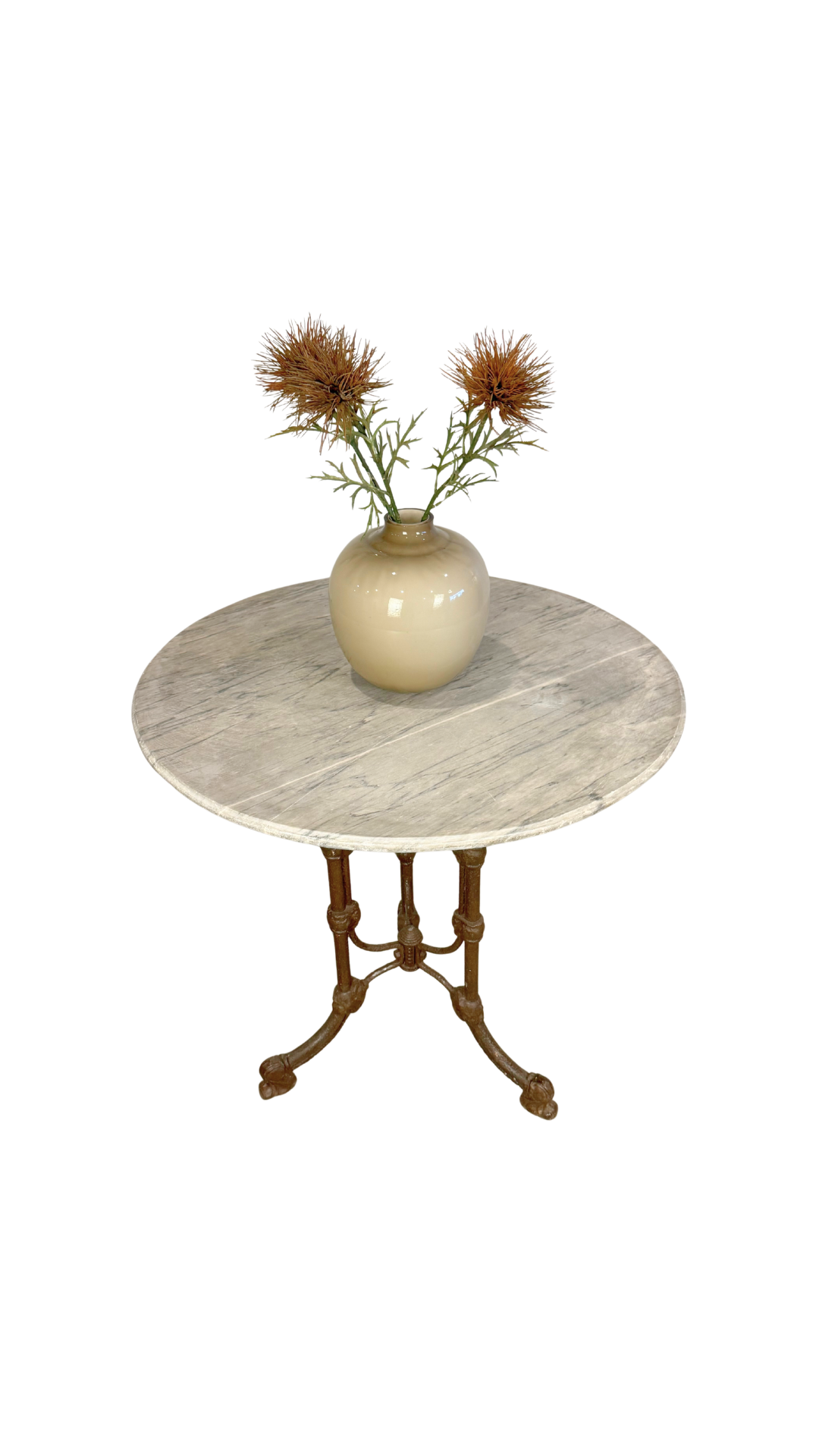 French Marble & Cast Iron Bistro Table