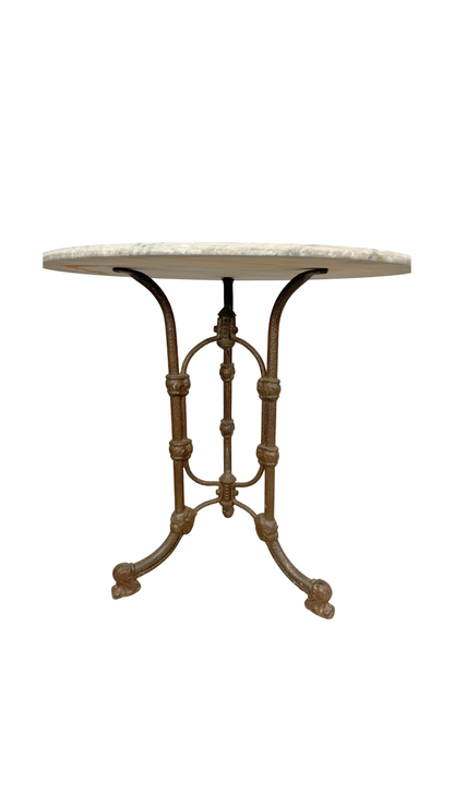 French Marble & Cast Iron Bistro Table