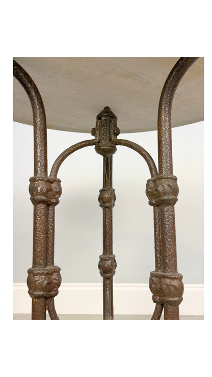 French Marble & Cast Iron Bistro Table