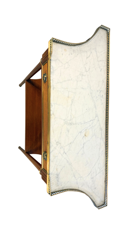French Louis XVI Style Marble-Top Console Table with Brass Gallery