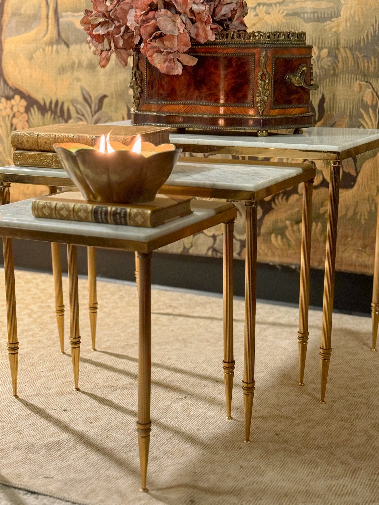 French Brass & Marble Nesting Tables