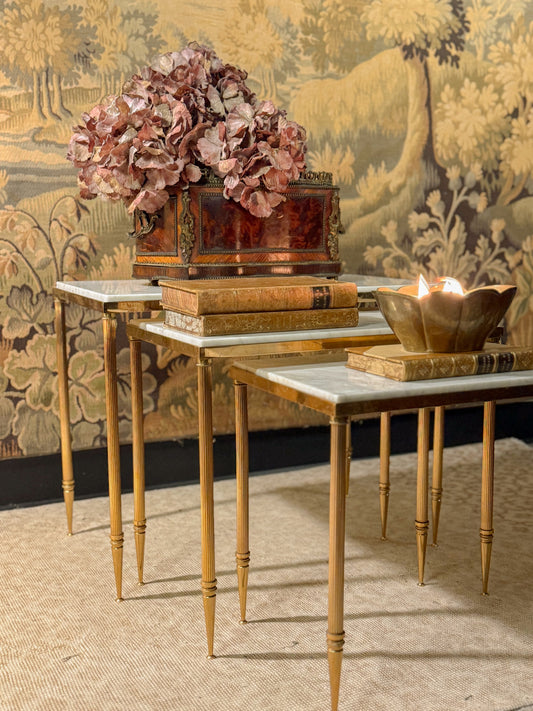 French Brass & Marble Nesting Tables